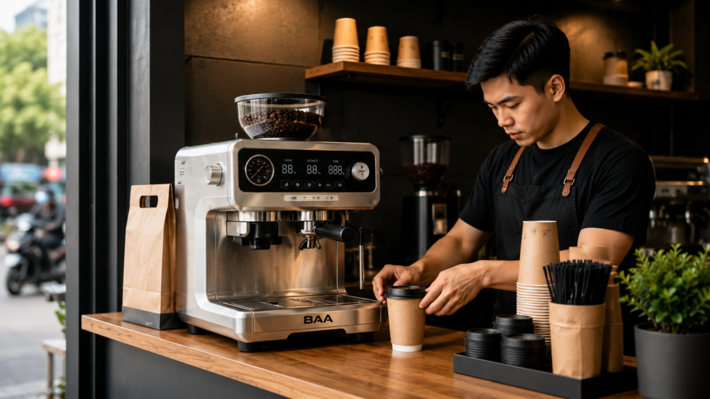  Máy pha cà phê BAA hợp với quán take away hay quán ngồi?