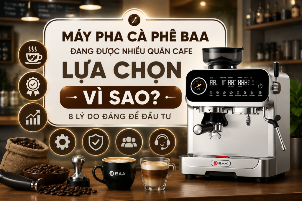 Máy pha cà phê BAA đang được nhiều quán cafe lựa chọn vì sao? 8 lý do đáng để đầu tư